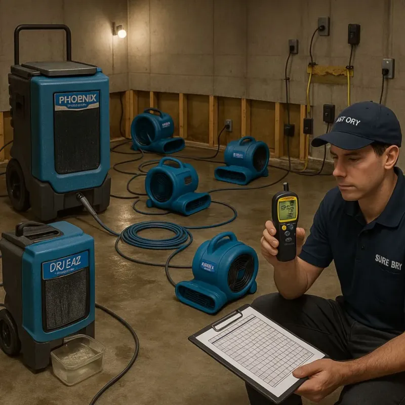 Structural Drying and Dehumidification process in Cornell, WI
